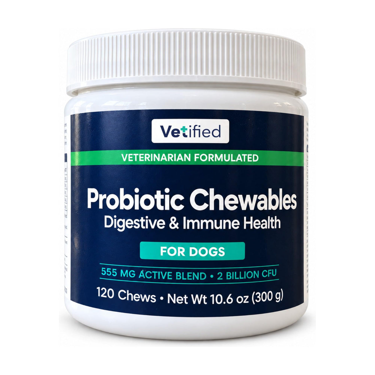 VETIFIED Probiotic Chewables for Dogs, Digestive & Immune Health, 120 chews