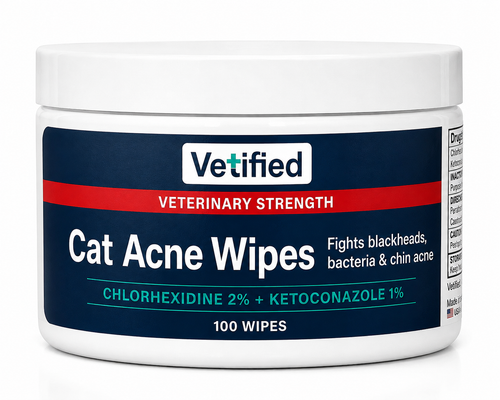 Vetified Cat Acne Wipes - Fights Blackheads Bacteria and Chin Acne - 100 Count