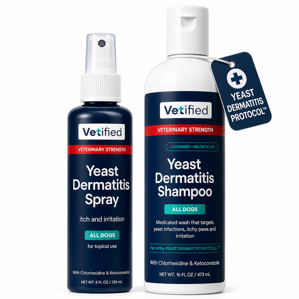 Vetified Yeast Dermatitis Protocol - Shampoo and Spray Bundle for Dogs